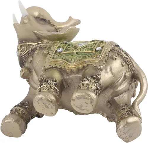 Hilitand Estatua de elefante, estatua de elefante verde Feng Shui, escultura de riqueza, regalo para el hogar, oficina, hotel o cafetería