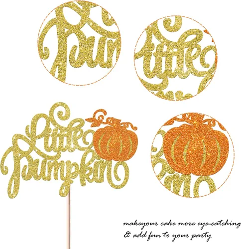 Miniatura 3 de 1 paquete de decoración de pastel de calabaza con purpurina con tema de otoño para pastel de calabaza pequeña, decoración de pastel de cosecha