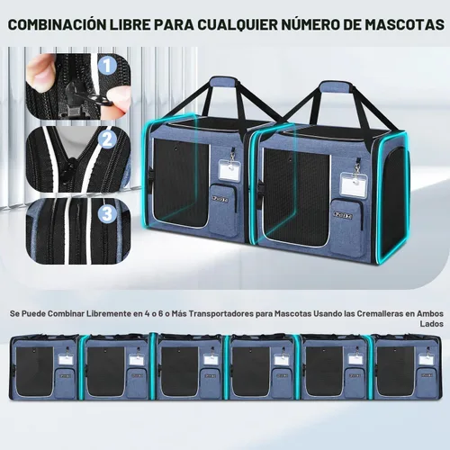 Miniatura 4 de Petskd Transportador de viaje doble para gatos 2 en 1 con caja de arena, 38 x 17 x 18 pulgadas, transportador portátil doble extra grande