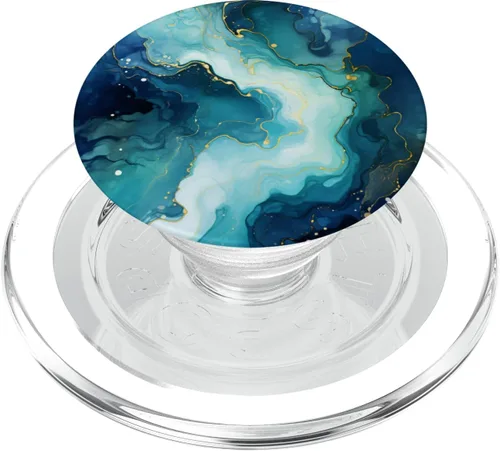 Miniatura 8 de PopSockets estándar PopGrip con piedra gemóloga calcedonia azul de ágata de hielo