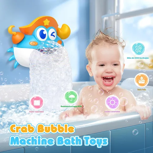 Miniatura 3 de Juguetes de baño, juguetes de baño para bebés con luz, máquina de burbujas de baño con luz RGB colorida, excelente regalo de cumpleaños para niños