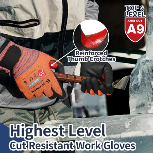 Miniatura 2 de Guantes de trabajo de invierno Schwer FreezeGuard-X para hombres y mujeres, guantes resistentes a cortes ANSI A9 para protección extrema, guante