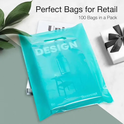 Miniatura 2 de Choice Marts - 100 bolsas de 1.5 mil de grosor, 9 x 12 pulgadas, bolsas de agradecimiento con asas extragruesas perfectas para mercancía, pequeñas