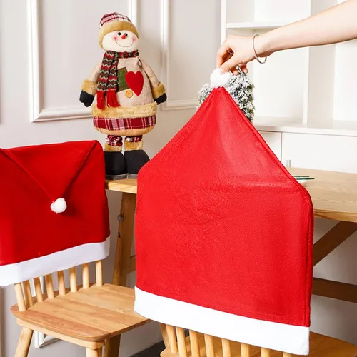 Miniatura 5 de traderplus 4 fundas para sillas de Navidad, decoración de sombrero de Papá Noel, vacaciones de Navidad