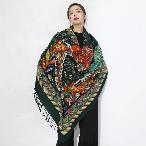 Miniatura 303 de DANA XU Manta de pashmina extragrande 100% de lana merina, bufanda de viaje, bufanda de cachemira para mujer, otoño e invierno, chal de gran