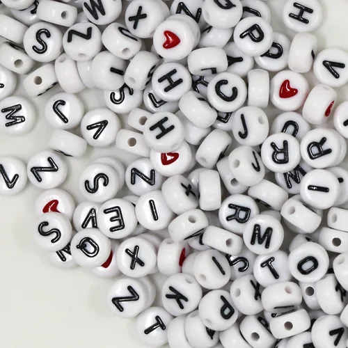 Miniatura 7 de 1450 cuentas de letras, kits de cuentas redondas de letras acrílicas de 0.16 x 0.27 pulgadas, cuentas del alfabeto, cuentas de la A a la Z y corazón