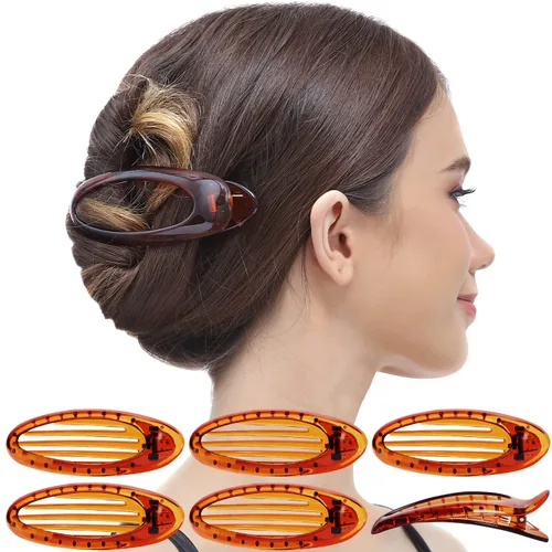Miniatura 7 de RC ROCHE ORNAMENT 6 pinzas para el cabello con garra plana para mujer, peine de apertura lateral curvada, agarre fuerte, agarre antideslizante