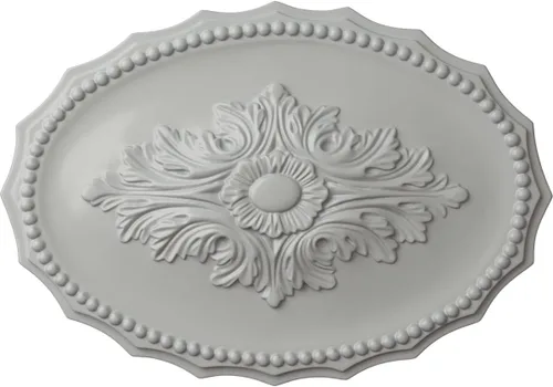 Miniatura 55 de Ekena Millwork CM16OX Medallón de techo Oxford, 16 7/8" W x 11 3/4" H x 1 1/2" P, imprimado en fábrica Imprimación de fábrica.