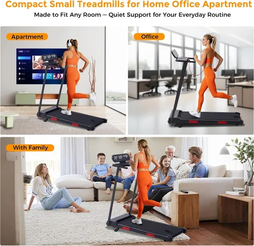 Miniatura 9 de Walking Pad Treadmill with Incline, 2026 Upgrade Portable Treadmill with Handles for Home Small, 3.5HP Small Walking Pad with Handle Bar, Negro-1