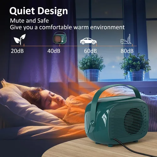 Miniatura 3 de Calentador de Espacio Coolfor, Calentador de Escritorio Pequeño de 800W/500W con Control de Temperatura, Ventilador de Calefacción de Escritorio