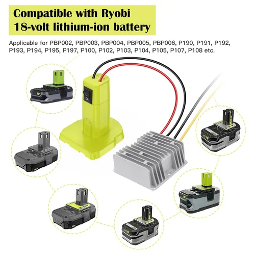Miniatura 3 de Convertidor de reducción de 18V a 12V Adaptador para batería Ryobi 18V Convertidor de voltaje DC Regulador de voltaje 15A MAX 180W Convertidor Buck