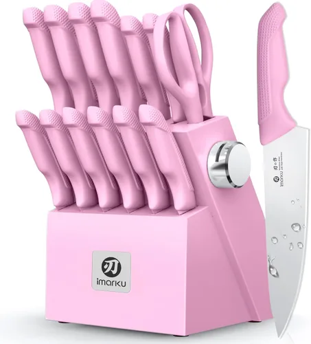 Miniatura 12 de imarku Juego de cuchillos de cocina de 14 piezas, juego de cuchillos japoneses para cocina, juego de cuchillos de acero inoxidable con bloque