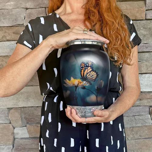 Miniatura 4 de Urna de mariposa para cenizas humanas Gran memorial funerario hecho a mano Urna decorativa de cremación para mujeres y hombres