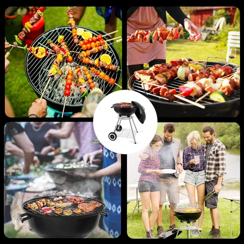 Miniatura 4 de Parrilla de carbón portátil de 18 pulgadas – Parrilla BBQ redonda de alta resistencia con tazón de parrilla engrosado, resistente con 4 patas
