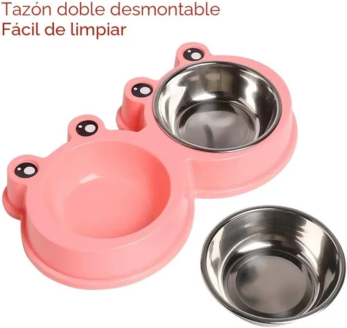 Miniatura 2 de Cuencos de acero inoxidable para mascotas, cuencos dobles para alimentos y agua para perros, gatos y conejos, comedero antideslizante para mascotas