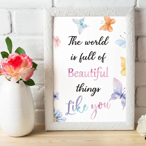 Miniatura 7 de Zonon Juego de 9 piezas de decoración de pared de mariposa en acuarela, con cita inspiradora de mariposas, 8 x 10 pulgadas, frases motivacionales