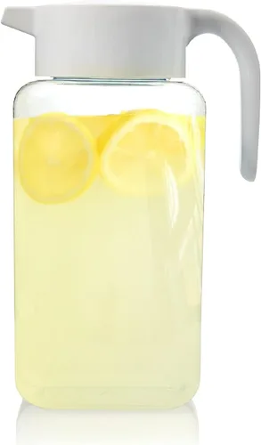 Arrow Home Products Jarra de plástico de 1 galón con tapa, jarra de plástico transparente para refrigerador, relleno de bebidas frías, sin BPA,