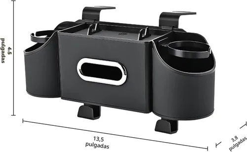 Miniatura 8 de Organizador de asiento trasero de automóvil, 4 en 1, caja de almacenamiento multifuncional para asiento trasero de automóvil con soporte para vasos
