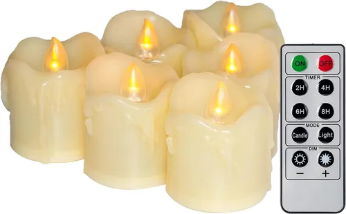 Miniatura 11 de 12 velas votivas LED sin llama parpadeantes con control remoto y luz que cambia de color, funciona con pilas, vela falsa LED para exteriores, Votivo