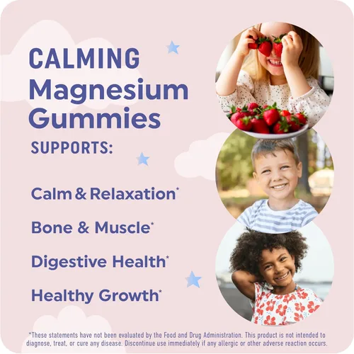 Miniatura 2 de Gomitas Calmantes de Magnesio para Niños Fresa Relajación y Ciclos Naturales de Vigilia-Sueño Magnesio Relajante para Niños con Manzanilla