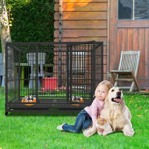 Miniatura 9 de Jaula para perros resistente, perrera indestructible para interiores para perros grandes, jaula para perros de alta ansiedad, perrera grande