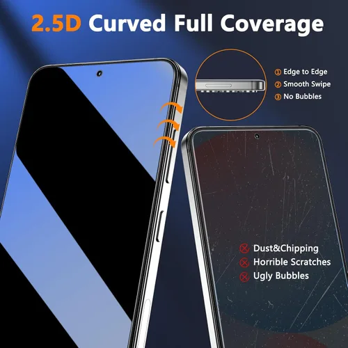 Miniatura 4 de Asstar - Protector de pantalla de privacidad para Samsung Galaxy S24 FE de 6.7 pulgadas, protector de pantalla de vidrio templado 9H, protector