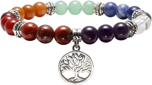 Miniatura 4 de Top Plaza Pulsera de curación de 7 chakras, reiki, piedras reales, yoga, meditación, mala, pulseras elásticas para mujeres, aleación de plata