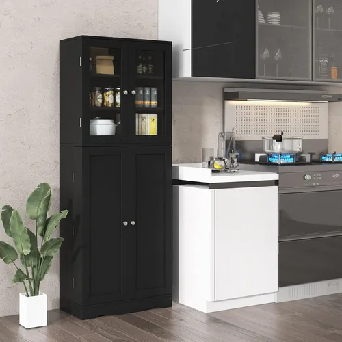 Miniatura 2 de Giantex Organizadores y almacenamiento de despensa de 63.5 pulgadas, armario de almacenamiento alto independiente para cocina, baño, sala de estar