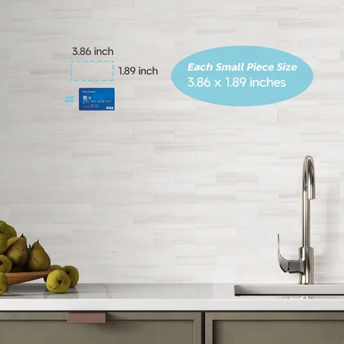 Miniatura 5 de STICKGOO 10 hojas de azulejos de metro para salpicaduras de cocina de aspecto de mármol blanco estrella, azulejos de pared de salpicaduras de cocina