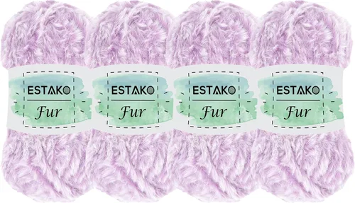 Miniatura 27 de Estako Piel 100% poliéster, suave, súper grueso, esponjoso, pelo sintético, hilo de tejer y ganchillo, 3.52 oz (100gr) 71 yardas (213.3 ft)
