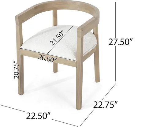 Miniatura 3 de Ladieu - Sillas de comedor para tina, tela y madera, ceniza clara/almendra (juego de 2)