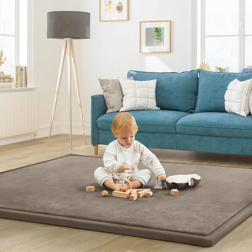 Miniatura 45 de Alfombra de juego para acostar al bebé, alfombrilla para guardería, tapete tipo tatami de espuma viscoelástica de 1.3 pulgadas de grosor, para bebés