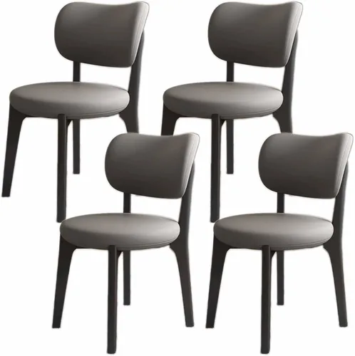 Miniatura 14 de Juego de sillas de comedor de madera modernas con respaldo curvado, sillas de cocina tapizadas con marco de madera, sillas laterales sin brazos