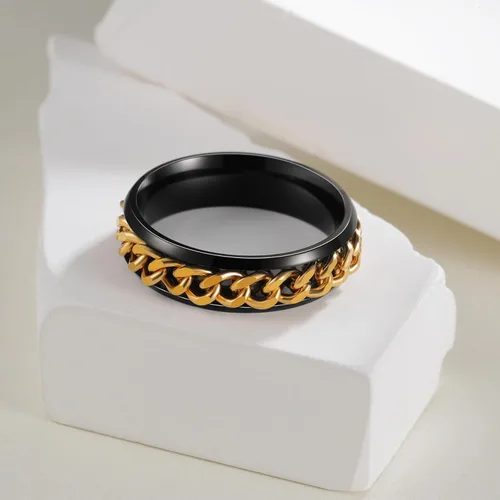 Miniatura 12 de Anillos giratorios para la ansiedad para hombre, anillos clásicos de cadena para mujeres y adultos, anillo de acero de titanio