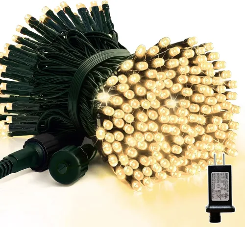 Miniatura 20 de LAMPHOME - Cadena de luces LED de 500 luces para exteriores, 46 pies, con 16 modos, luces impermeables verdes, rojas y rojas-verdes agrupadas