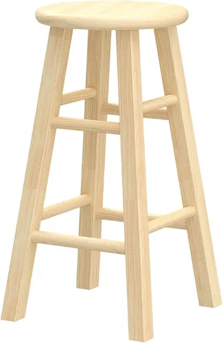 Miniatura 4 de PJ Wood Taburetes de cocina clásicos de asiento redondo de 24 pulgadas de alto para hogares, espacios de comedor y bares con asientos sin espalda, 4