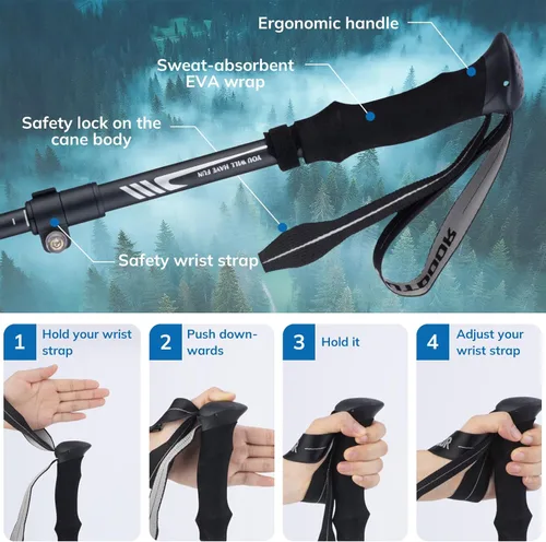 Miniatura 3 de Gifts for Men Christmas Collapsible Trekking Pole, Ultralight 7075 Aluminum Hiking Stick for Women, Men & Seniors, 3-Section Foldable Walking Pole