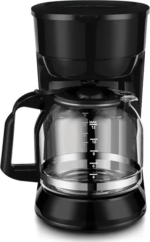 Miniatura 5 de LovingStar Cafetera de goteo de 12 tazas, apagado automático, control de temperatura, 1.8L, color negro