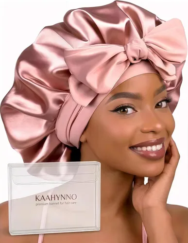 KAAHYNNO Banda ajustable de satén de seda para el pelo de las mujeres que duermen, envoltura de dormir de doble capa, cubierta de cabeza de noche