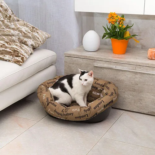 Miniatura 4 de Ferplast Cojín para cama de perro y gato, 2 fundas de repuesto acolchadas para cama de mascotas, cesta de plástico, algodón suave, lavable, Marrón