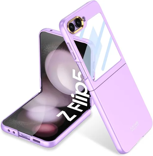 Miimall Funda para Samsung Galaxy Z Flip 5 con protector de pantalla, textura ultra delgada al tacto, protector de pantalla de alta transparencia,