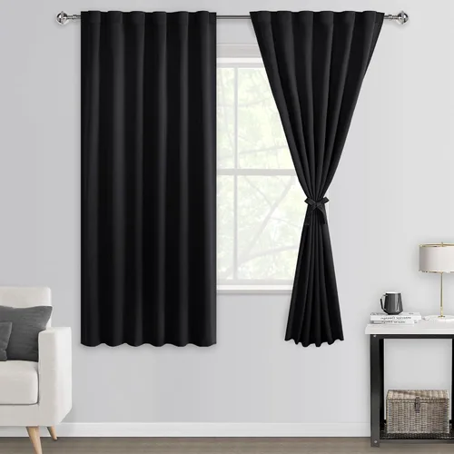 Miniatura 69 de DWCN Cortinas opacas con pestaña trasera para ventana - Cortinas opacas con bolsillo para barra para oscurecer la habitación para dormitorio/sala
