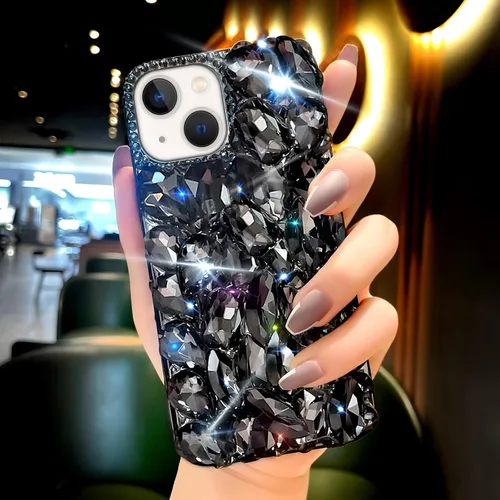 Miniatura 7 de Funda para iPhone 13 para mujer (6.1 pulgadas), funda de lujo muy brillante con diamantes de imitación de cristal brillante 3D en la cubierta