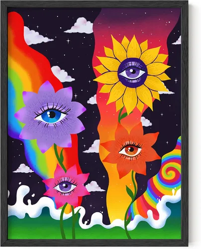 Miniatura 49 de HAUS AND HUES Póster de hongos trippy – Indie for Room Aesthetic Trippy Hippie Y2K, arte de hongos, imágenes indie, decoración de pared