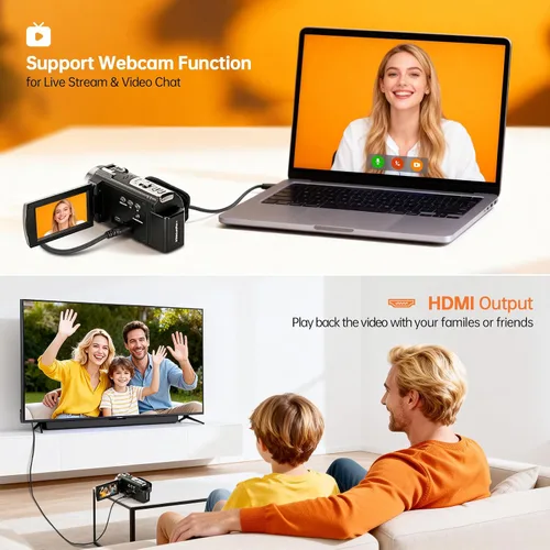 Miniatura 7 de Videocámara 4K60FPS 48MP Vlogging Cámara para YouTube 3.0" Pantalla táctil 16X Zoom Digital WiFi IR Visión Nocturna con 2 Baterías Micrófono Estéreo