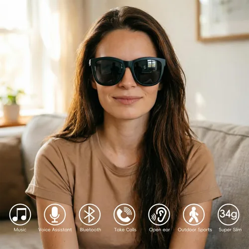 Miniatura 4 de Lentes inteligentes Gafas Bluetooth Marco ultraligero de 1.46 oz para exteriores Llamadas manos libres, control de música y voz Batería