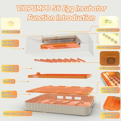 Miniatura 8 de Incubadora de huevos para incubar 56-154 huevos de pollo/codorniz/pavo, incubadoras de aves de corral con giro automático de huevos/control