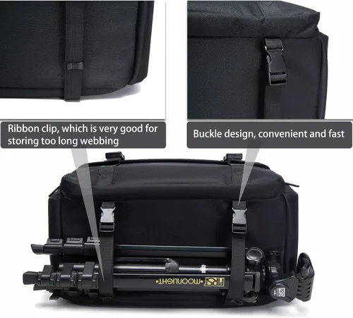Miniatura 5 de CADeN Bolsa de hombro para cámara con soporte para trípode compatible con Nikon, Canon, Sony, cámaras DSLR SLR sin espejo impermeable (negro, grande)