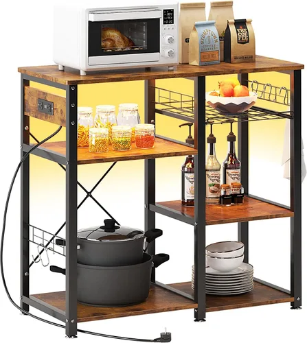 Miniatura 7 de SogesHome Estante de 4 niveles para microondas, estante organizador de almacenamiento de cocina, aperitivo de café para el hogar, cocina, sala