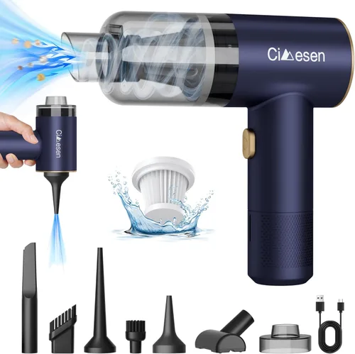 Aspiradora portátil 4 en 1 para automóvil, 12000 Pa, mini aspiradora de mano inalámbrica recargable de 120 W, aspiradora de alta potencia y plumero